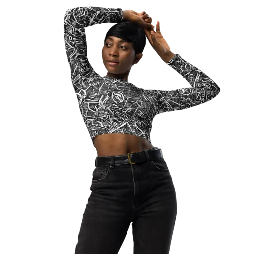 Blackline Rapture on a Long Sleeve Crop Top