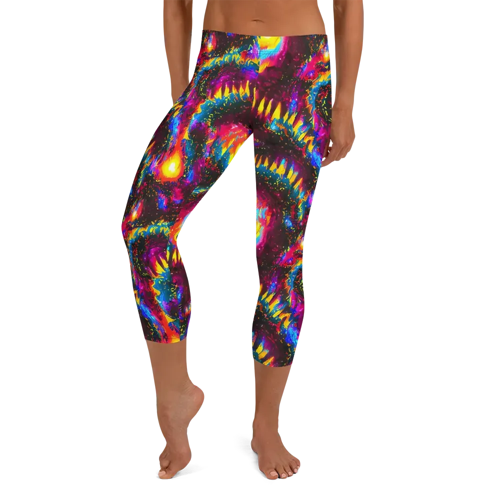 Lava Garden on Capri Leggings — Front