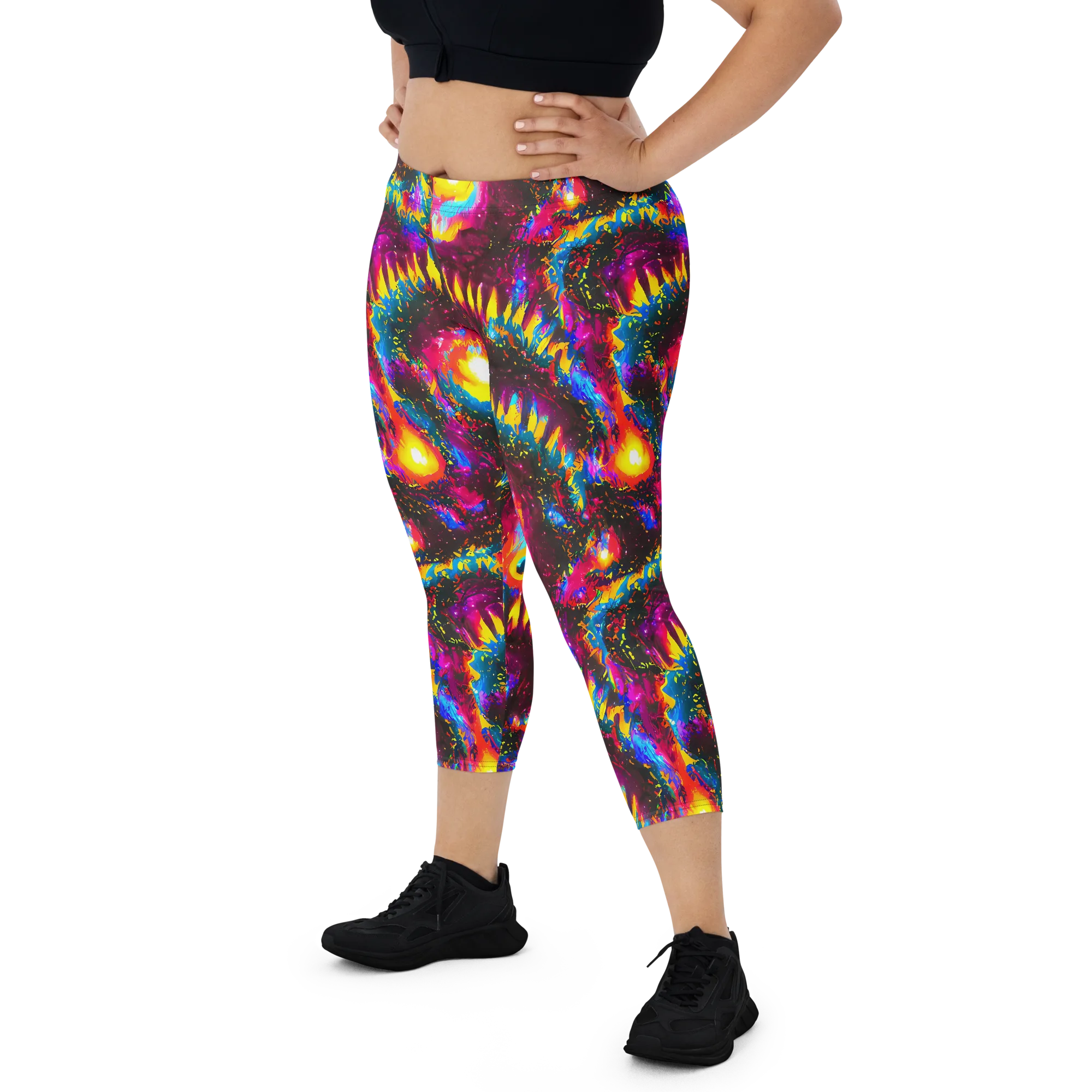 Lava Garden on Capri Leggings — Front