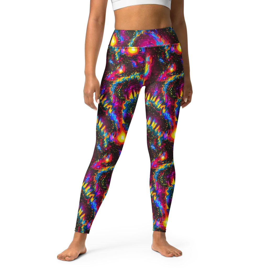Lava Garden on Yoga Leggings — Front