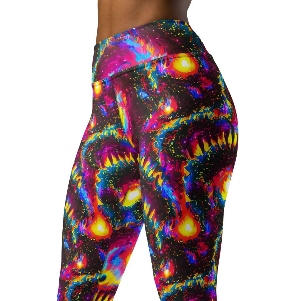 Lava Garden on Yoga Leggings — Left Front