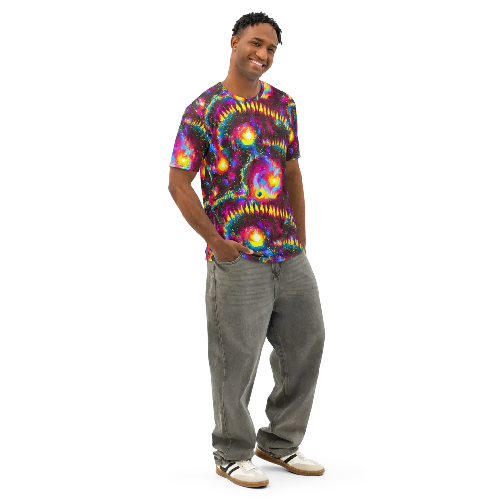Lava Garden on Men's Cotton Crew Neck T-Shirt — Right Front