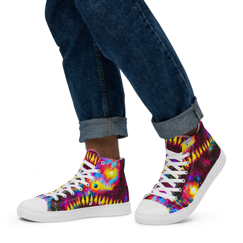 Lava Garden on Men's High Top Canvas Shoes — Left
