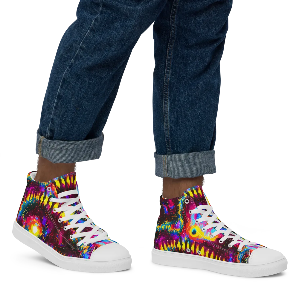 Lava Garden on Men's High Top Canvas Shoes — Right