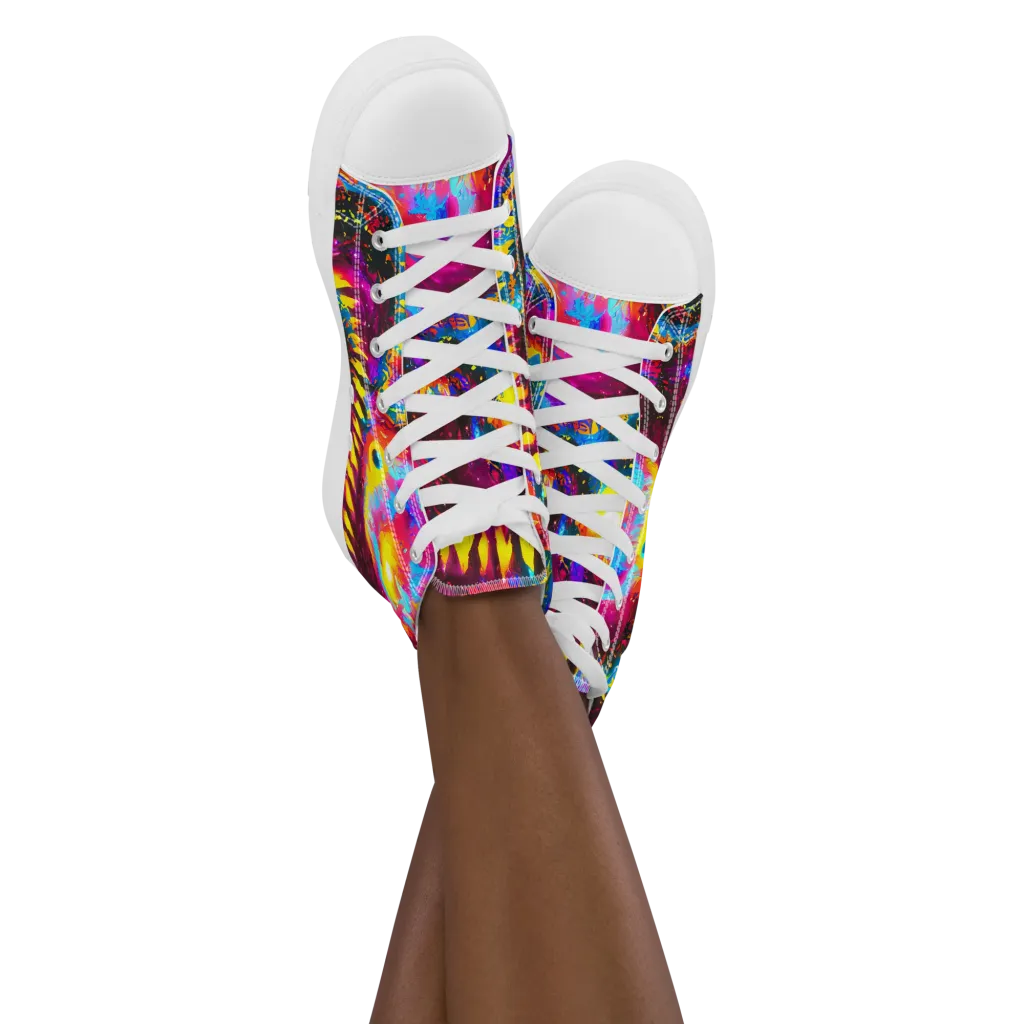 Lava Garden on Women's High Top Canvas Shoes — Front