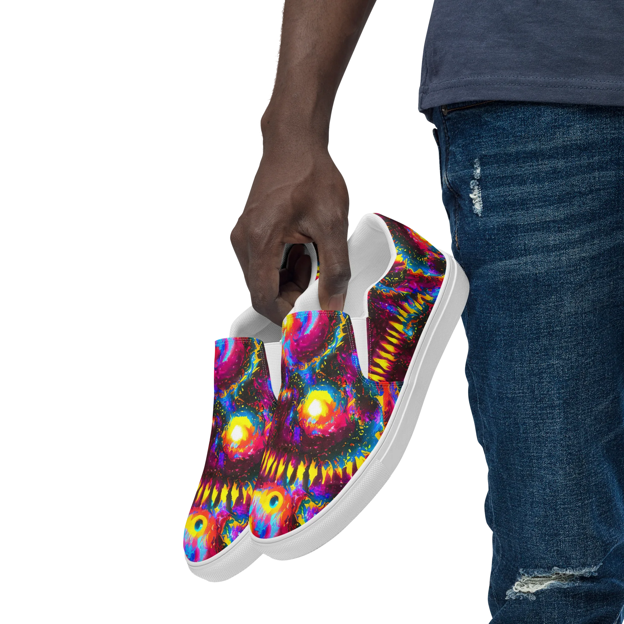 Lava Garden on Men's Slip-On Canvas Shoes — Left Front