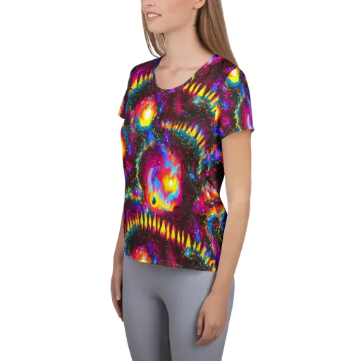 Lava Garden on a Women's Athletic T-Shirt