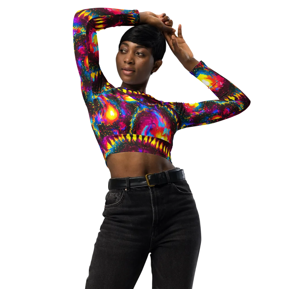 Lava Garden on Long Sleeve Crop Top — Front