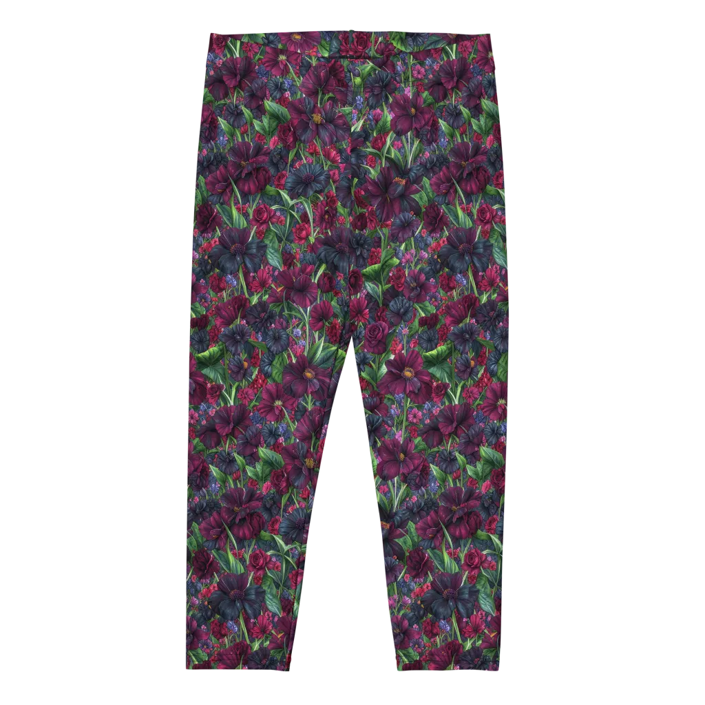 Velvet Night Garden on Capri Leggings — Front