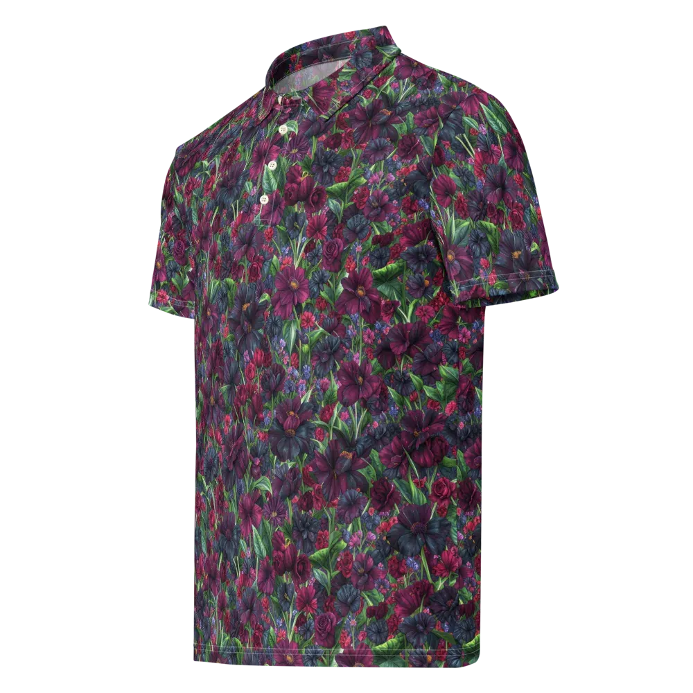 Velvet Night Garden on Men's Slim Fit Polo Shirt — Left Front
