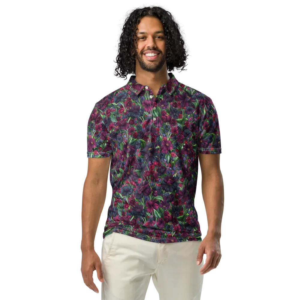 Velvet Night Garden on Men's Slim Fit Polo Shirt — Front