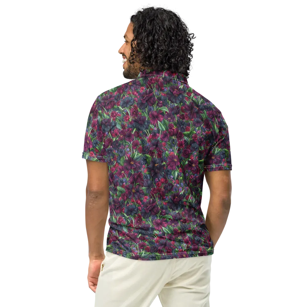 Velvet Night Garden on Men's Slim Fit Polo Shirt — Back