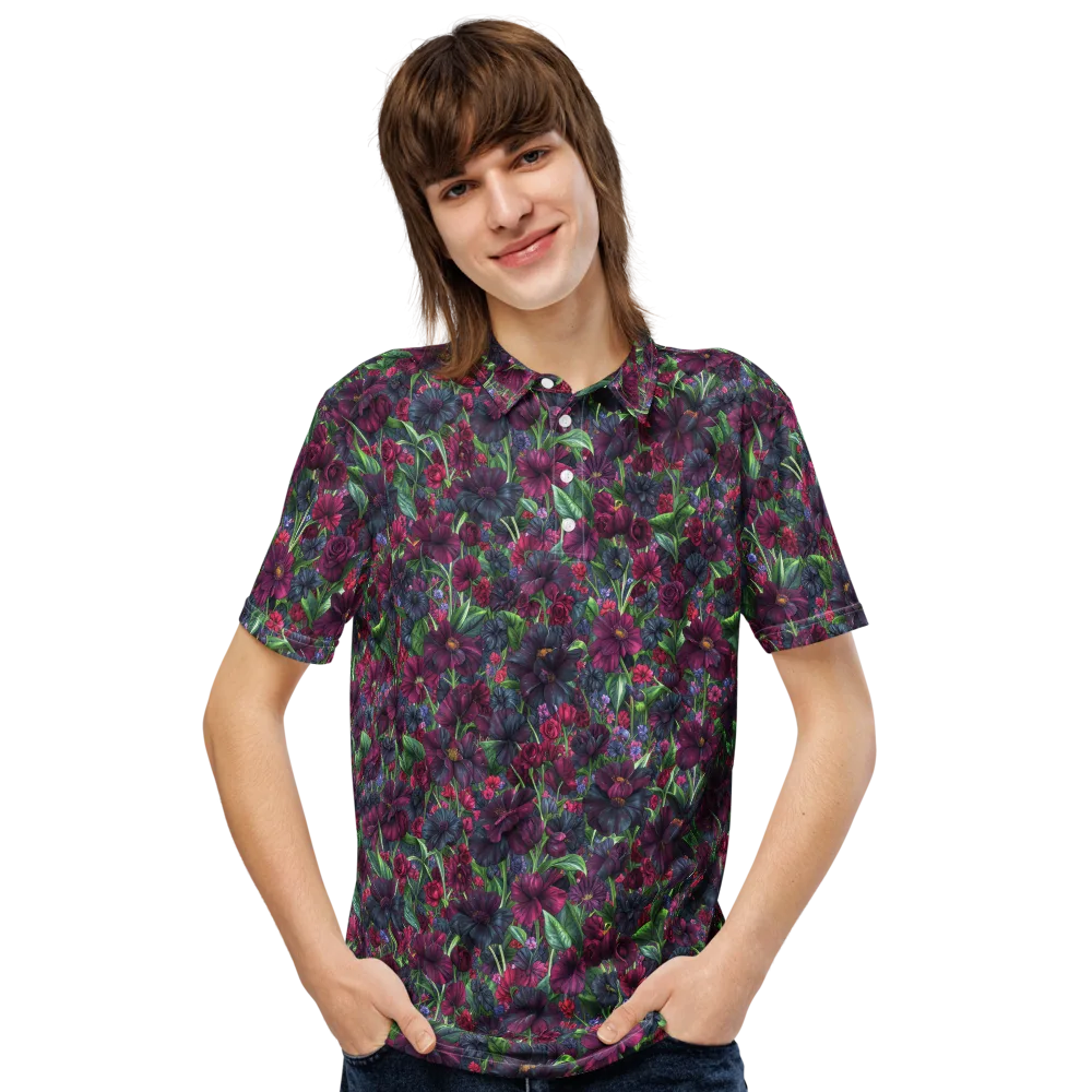 Velvet Night Garden on Men's Slim Fit Polo Shirt — Front