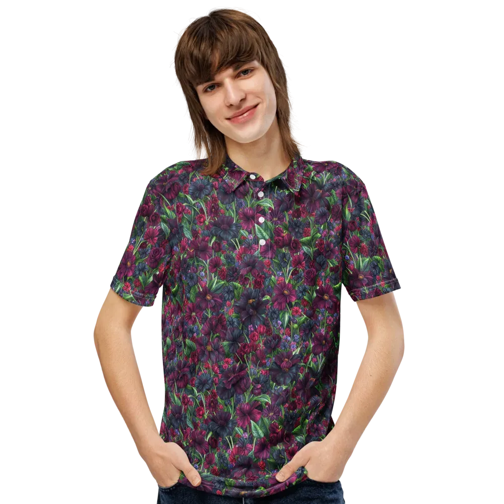 Velvet Night Garden on Men's Slim Fit Polo Shirt — Front