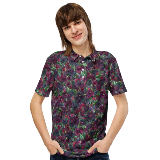 Velvet Night Garden on a Men's Slim Fit Polo Shirt