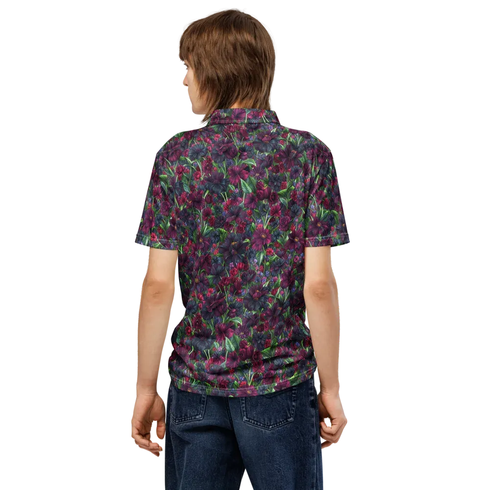 Velvet Night Garden on Men's Slim Fit Polo Shirt — Back
