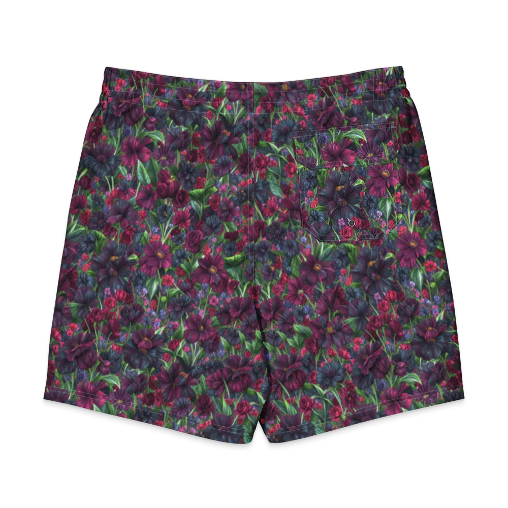 Velvet Night Garden on Men's Board Shorts — Back