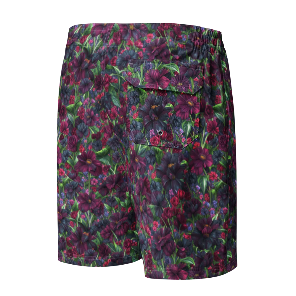 Velvet Night Garden on Men's Board Shorts — Back