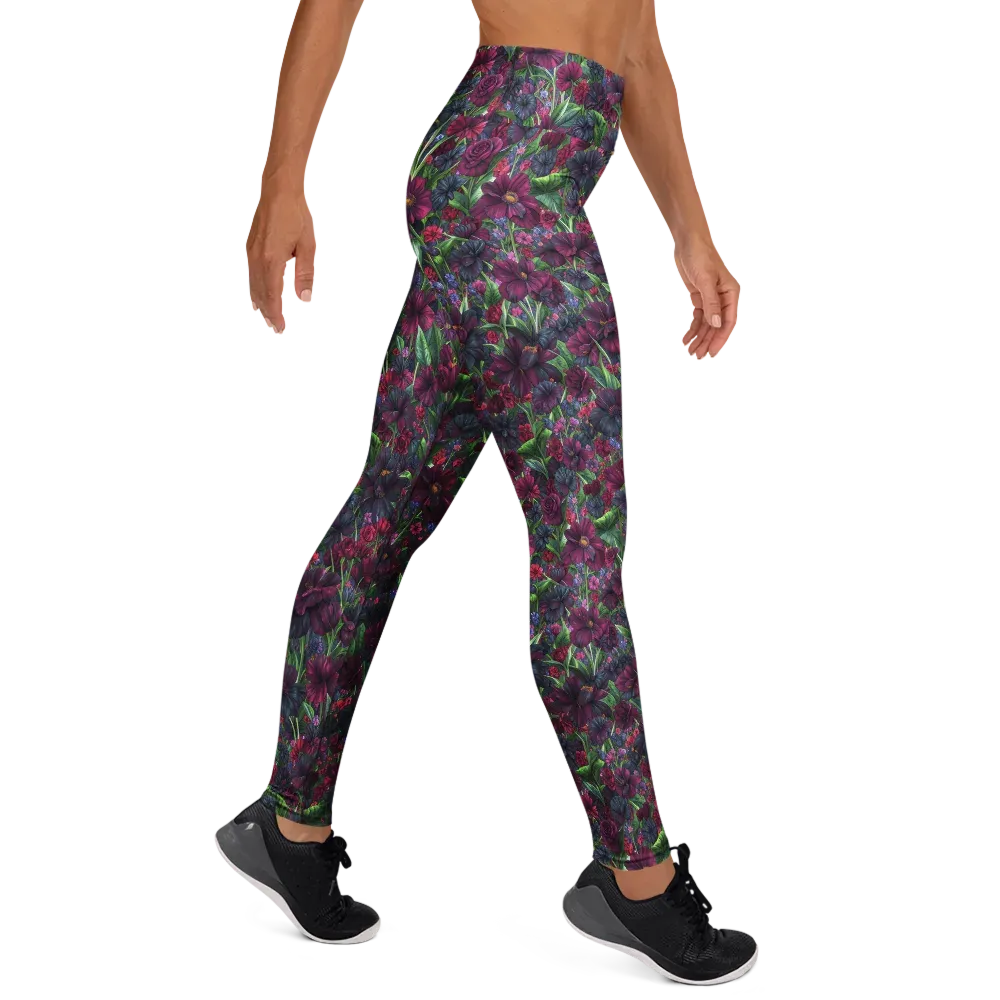 Velvet Night Garden on Yoga Leggings — Right