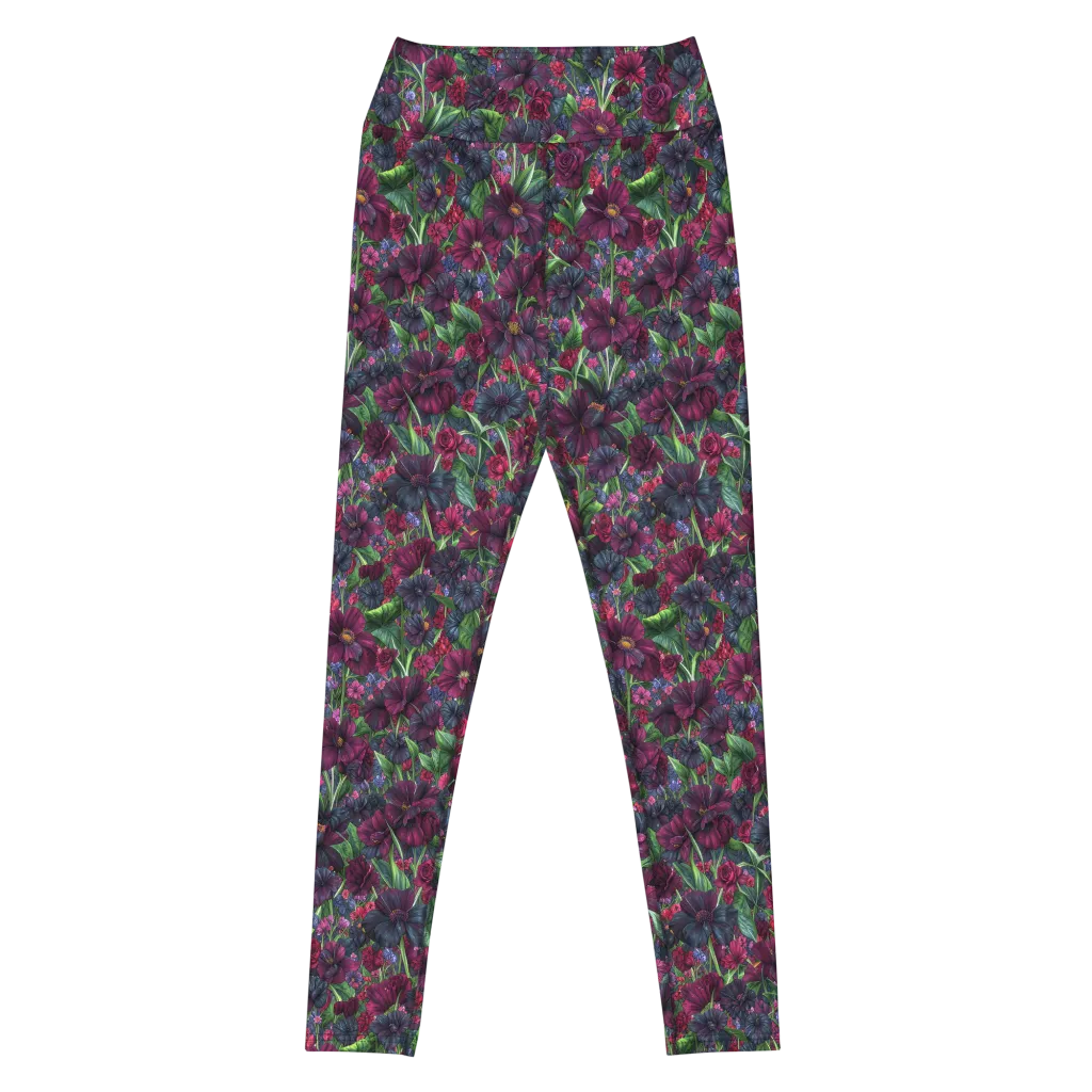 Velvet Night Garden on Yoga Leggings — Front
