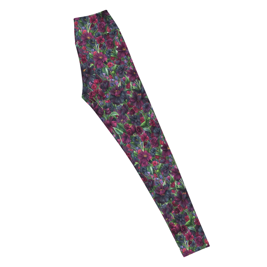 Velvet Night Garden on Yoga Leggings — Right