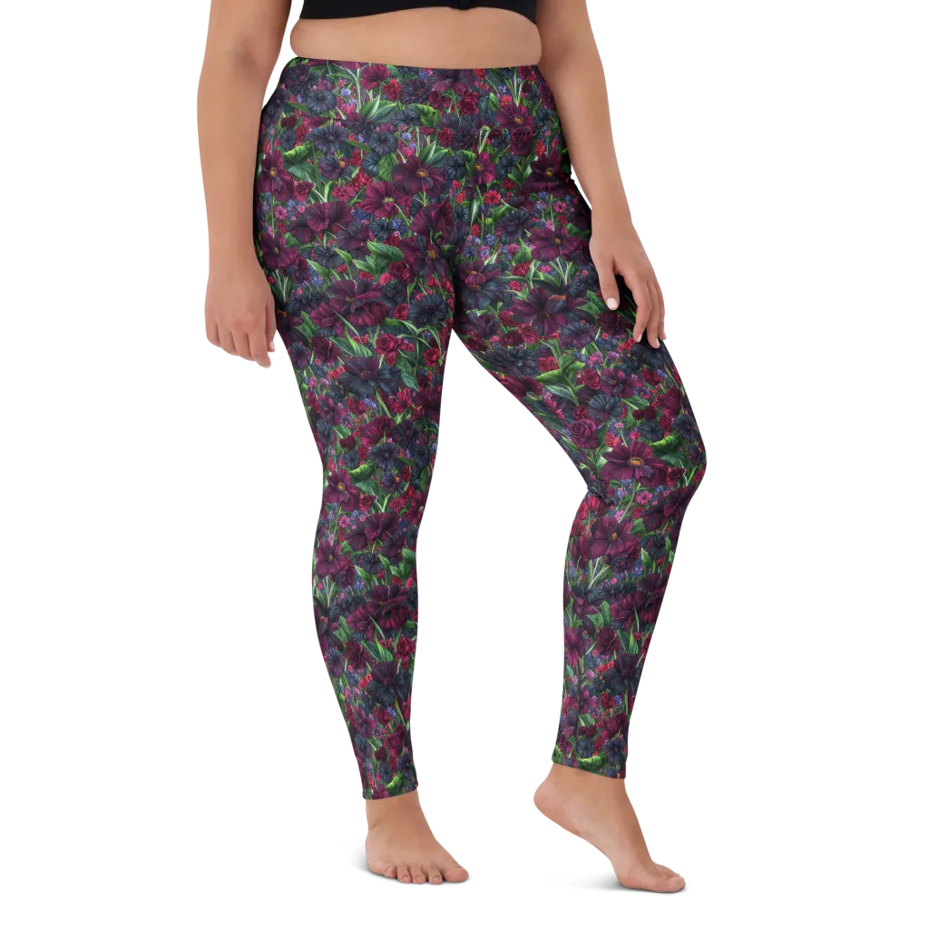 Velvet Night Garden on Yoga Leggings — Front