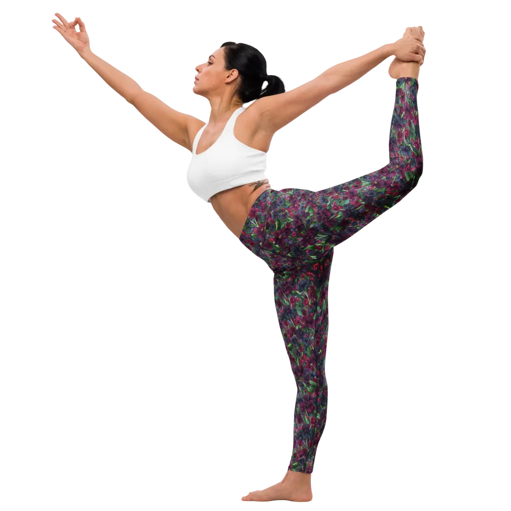 Velvet Night Garden on Yoga Leggings — Left
