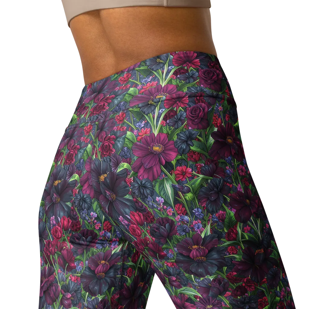 Velvet Night Garden on Yoga Leggings — Back