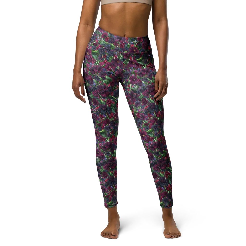 Velvet Night Garden on Yoga Leggings — Front