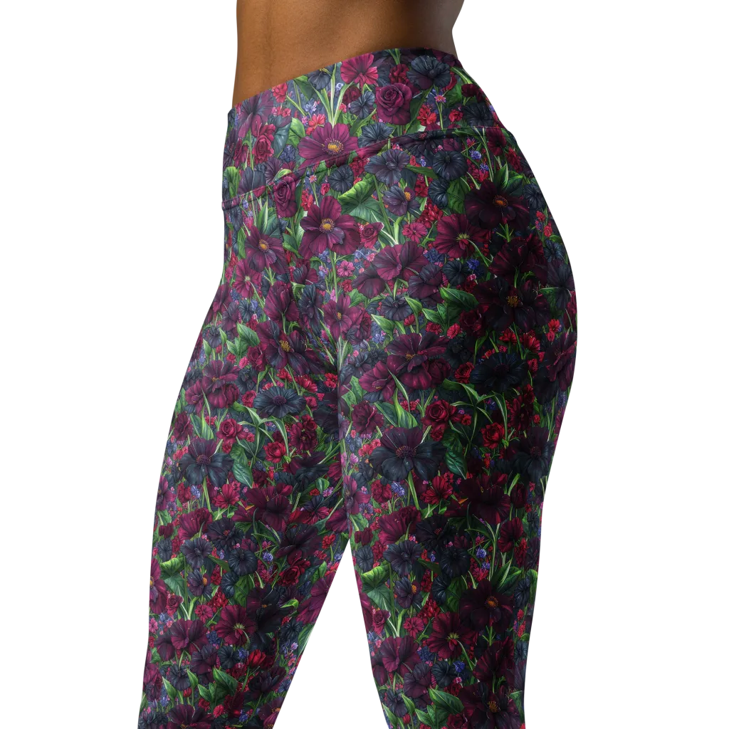 Velvet Night Garden on Yoga Leggings — Left Front