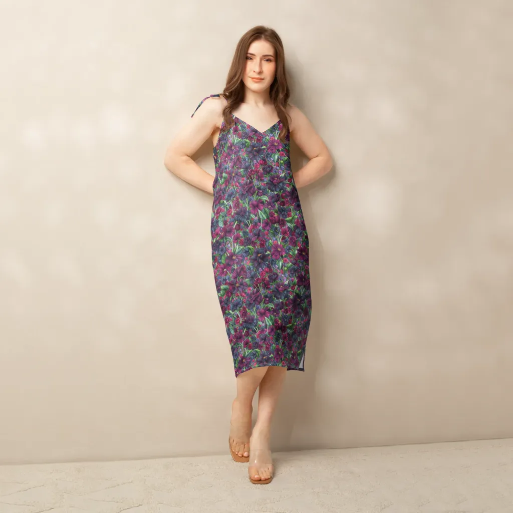Velvet Night Garden on Slip Dress — Front