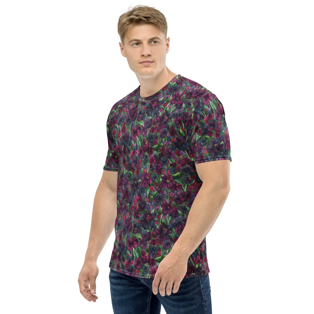 Velvet Night Garden on Men's Crew Neck T-Shirt — Left