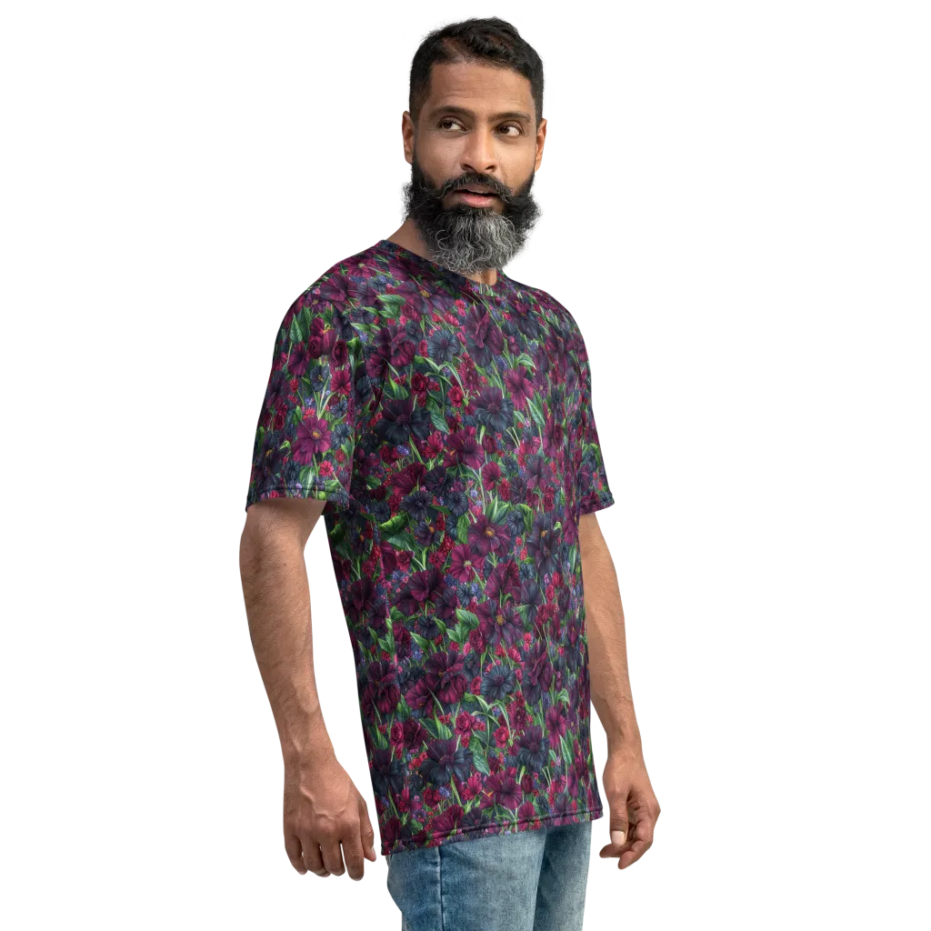 Velvet Night Garden on Men's Crew Neck T-Shirt — Right