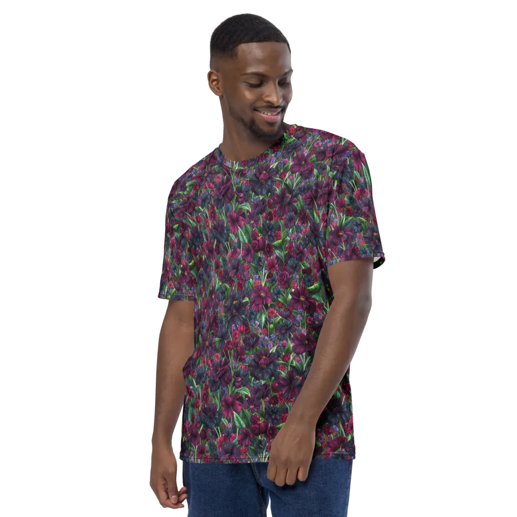Velvet Night Garden on Men's Crew Neck T-Shirt — Left