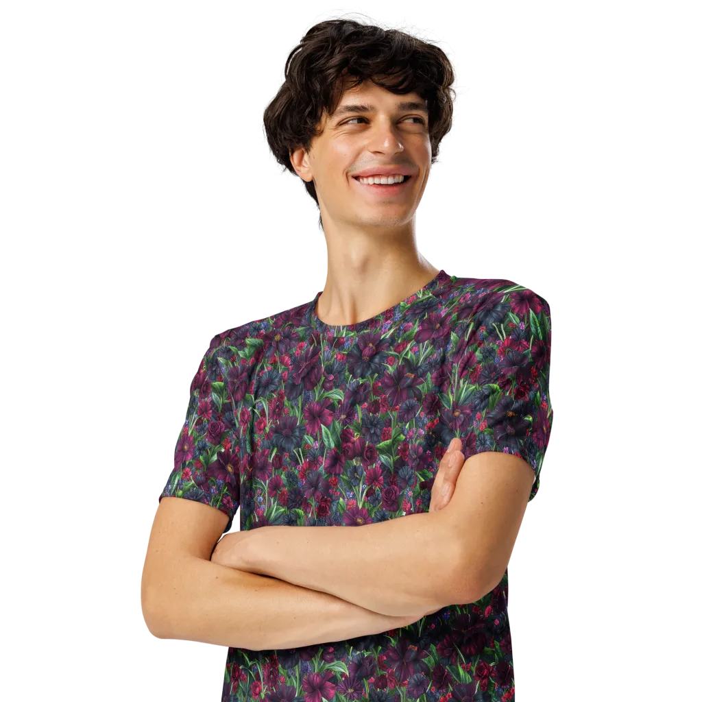 Velvet Night Garden on Men's Crew Neck T-Shirt — Left Front