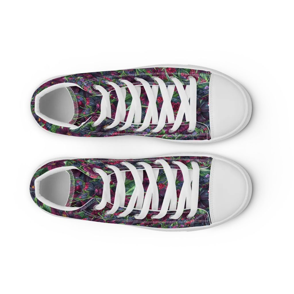 Velvet Night Garden on Men's High Top Canvas Shoes — Front
