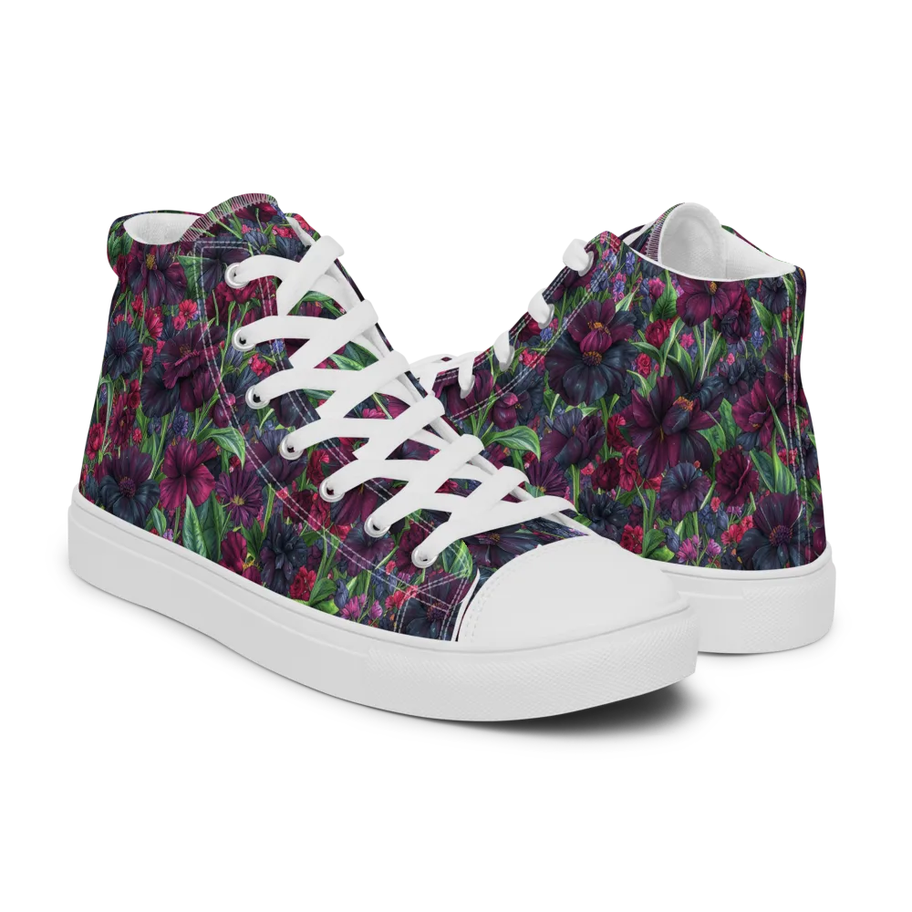 Velvet Night Garden on Men's High Top Canvas Shoes — Right