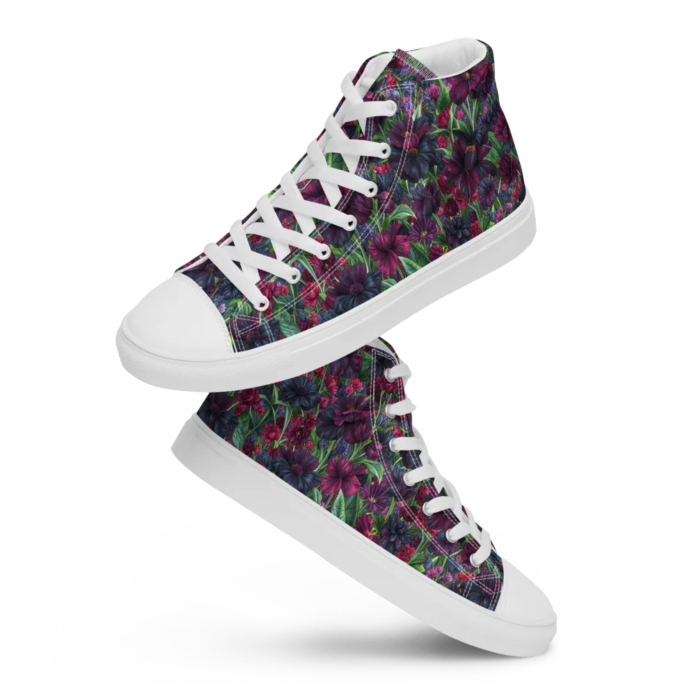 Velvet Night Garden on Men's High Top Canvas Shoes — Front