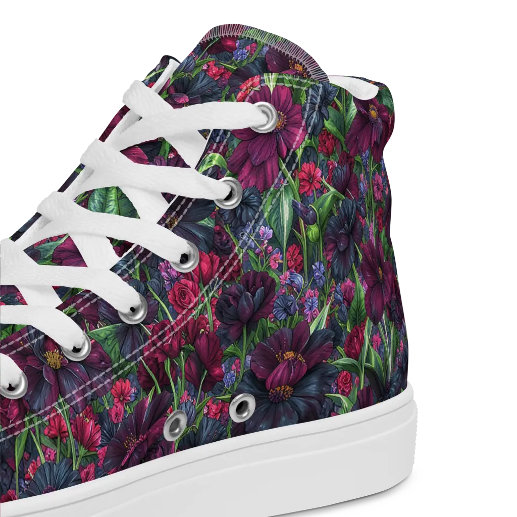 Velvet Night Garden on Men's High Top Canvas Shoes — Product details 2
