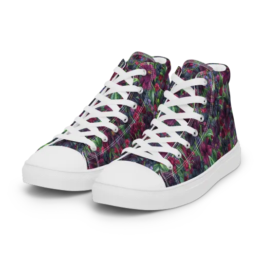Velvet Night Garden on a Women's High Top Canvas Shoes