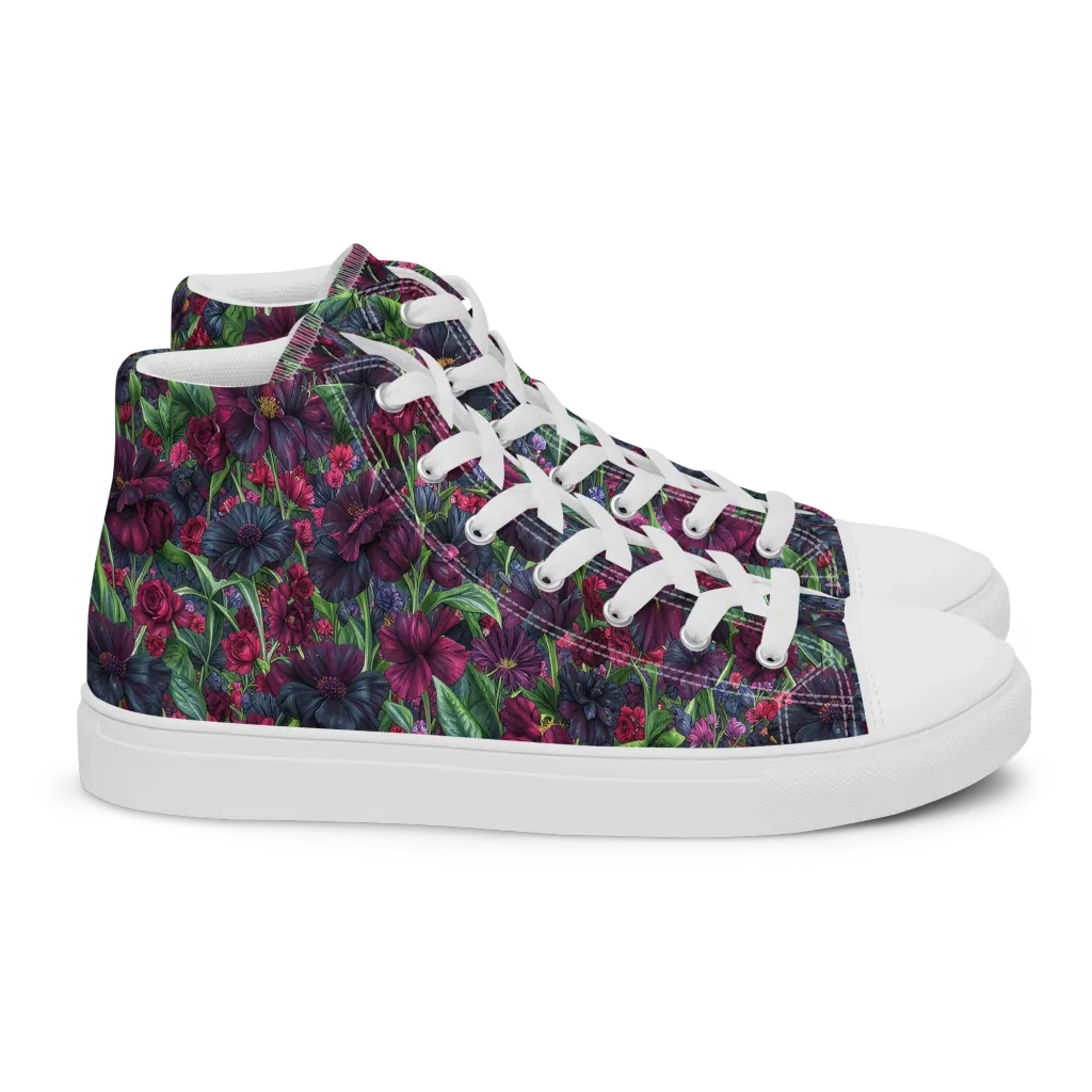 Velvet Night Garden on Women's High Top Canvas Shoes — Right