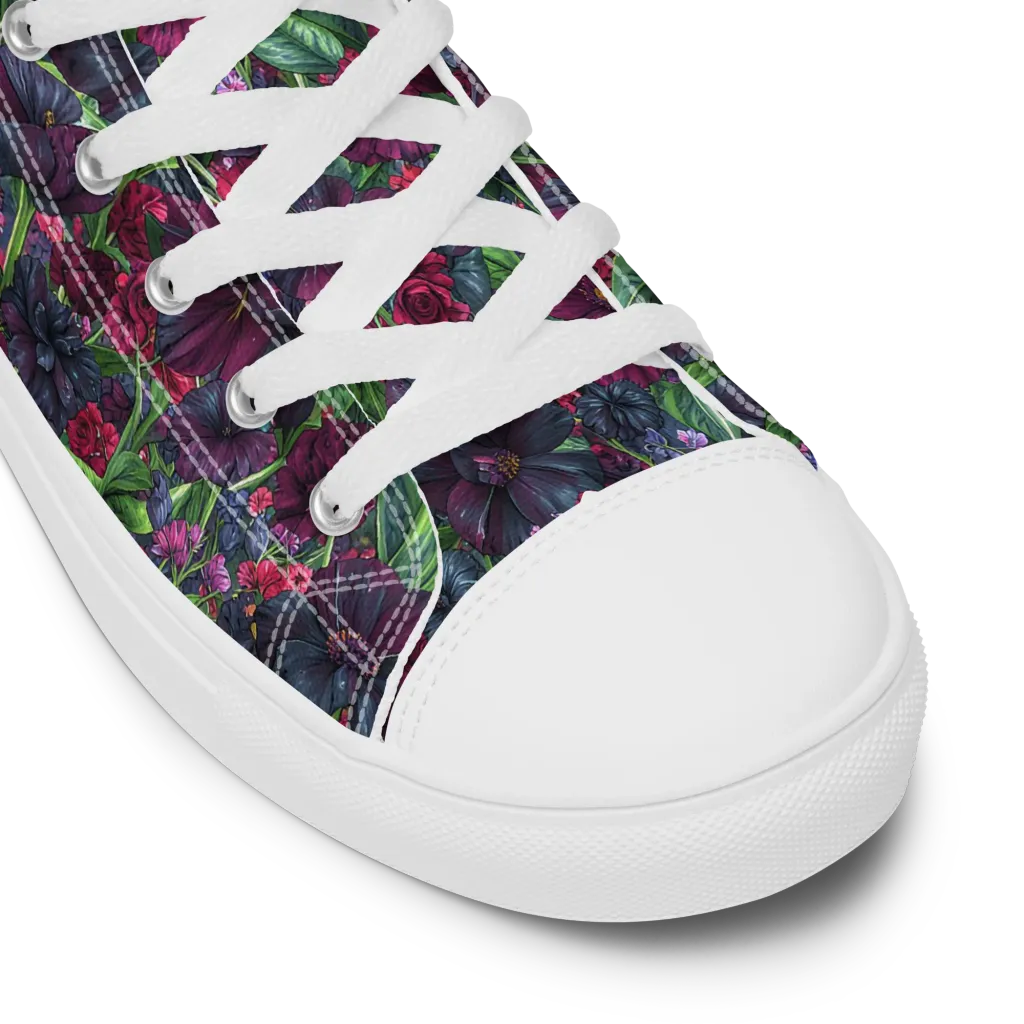 Velvet Night Garden on Women's High Top Canvas Shoes — Product details