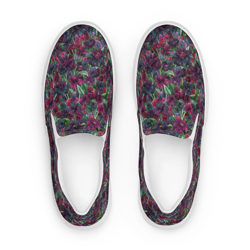 Velvet Night Garden on Men's Slip-On Canvas Shoes — Front