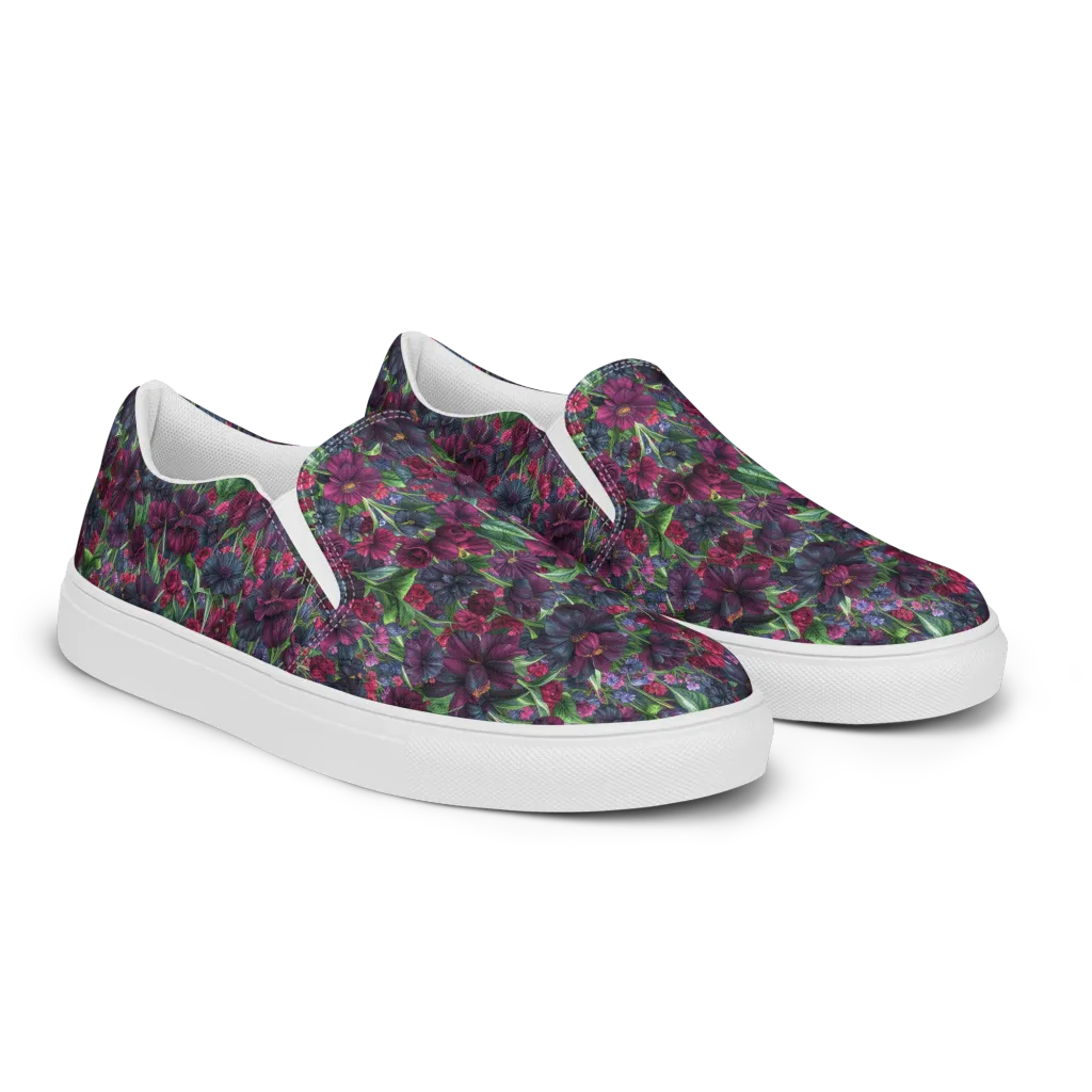 Velvet Night Garden on Men's Slip-On Canvas Shoes — Right Front