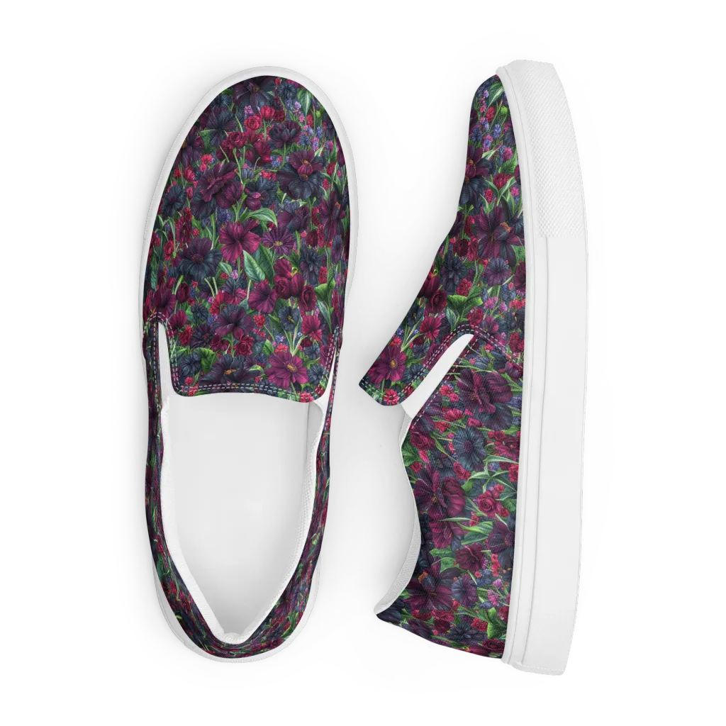 Velvet Night Garden on Men's Slip-On Canvas Shoes — Front