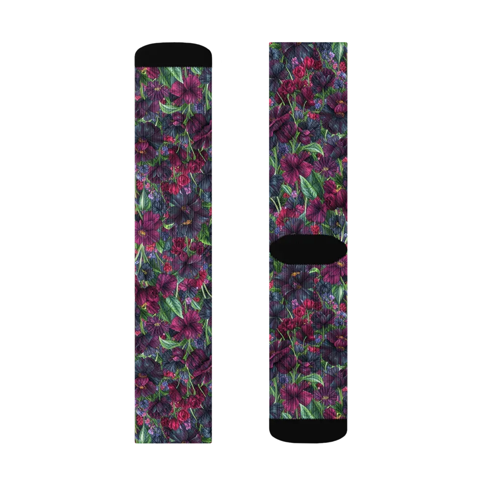 Velvet Night Garden on Socks — Right Sock