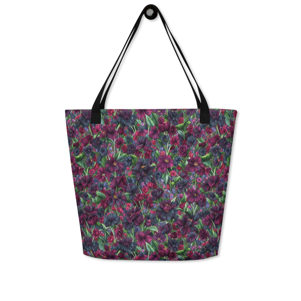 Velvet Night Garden on Large Tote Bag W/ Pocket — Front