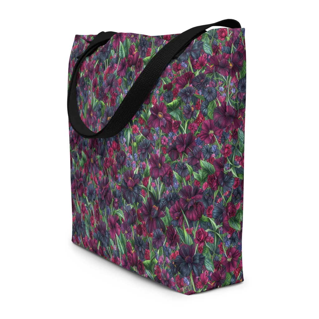 Velvet Night Garden on Large Tote Bag W/ Pocket — Front