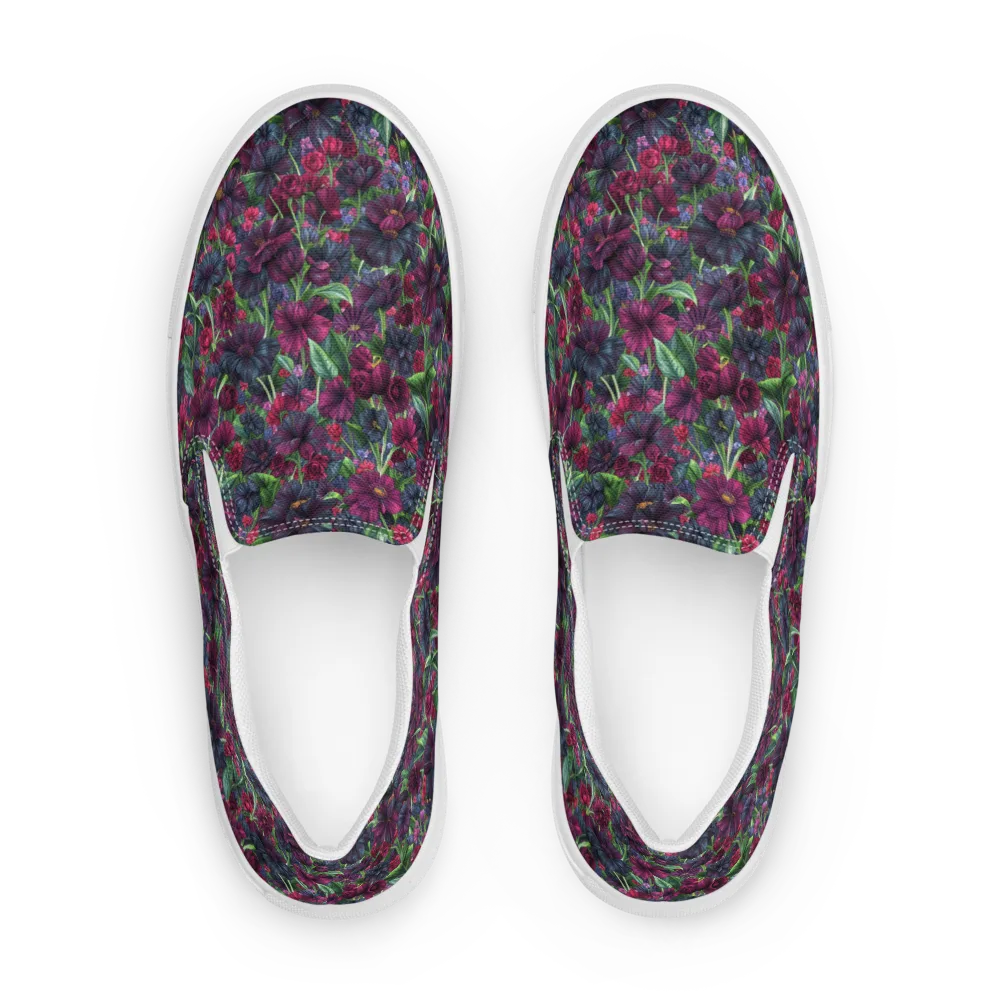Velvet Night Garden on Women's Slip-On Canvas Shoes — Front