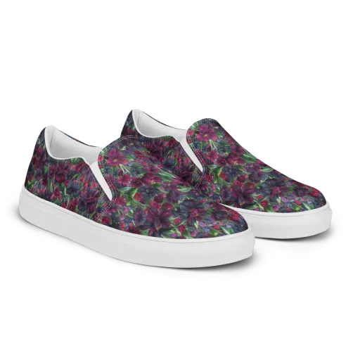 Velvet Night Garden on a Women's Slip-On Canvas Shoes